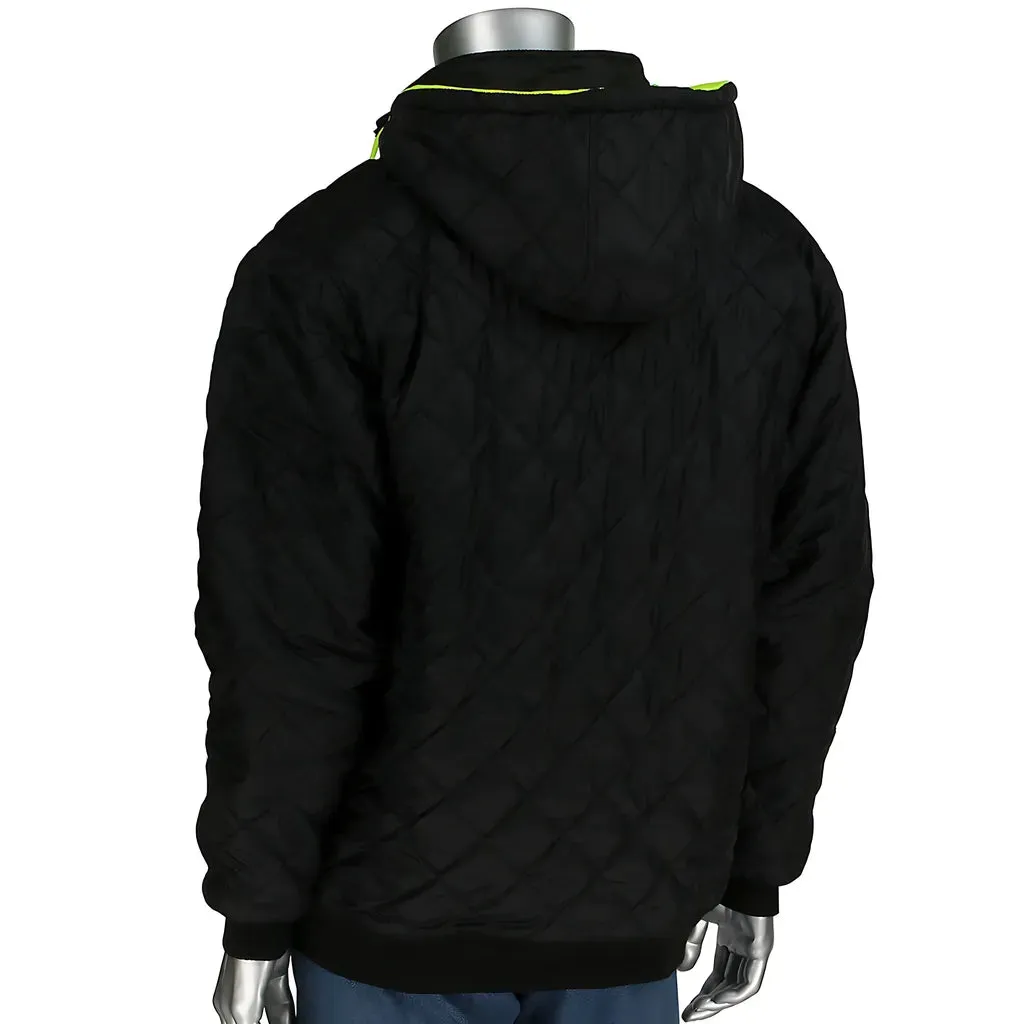 PIP 323-1400S-LY/2X ANSI Type R Class 3 Reversible Full Zip Hooded Sweatshirt with Black Bottom