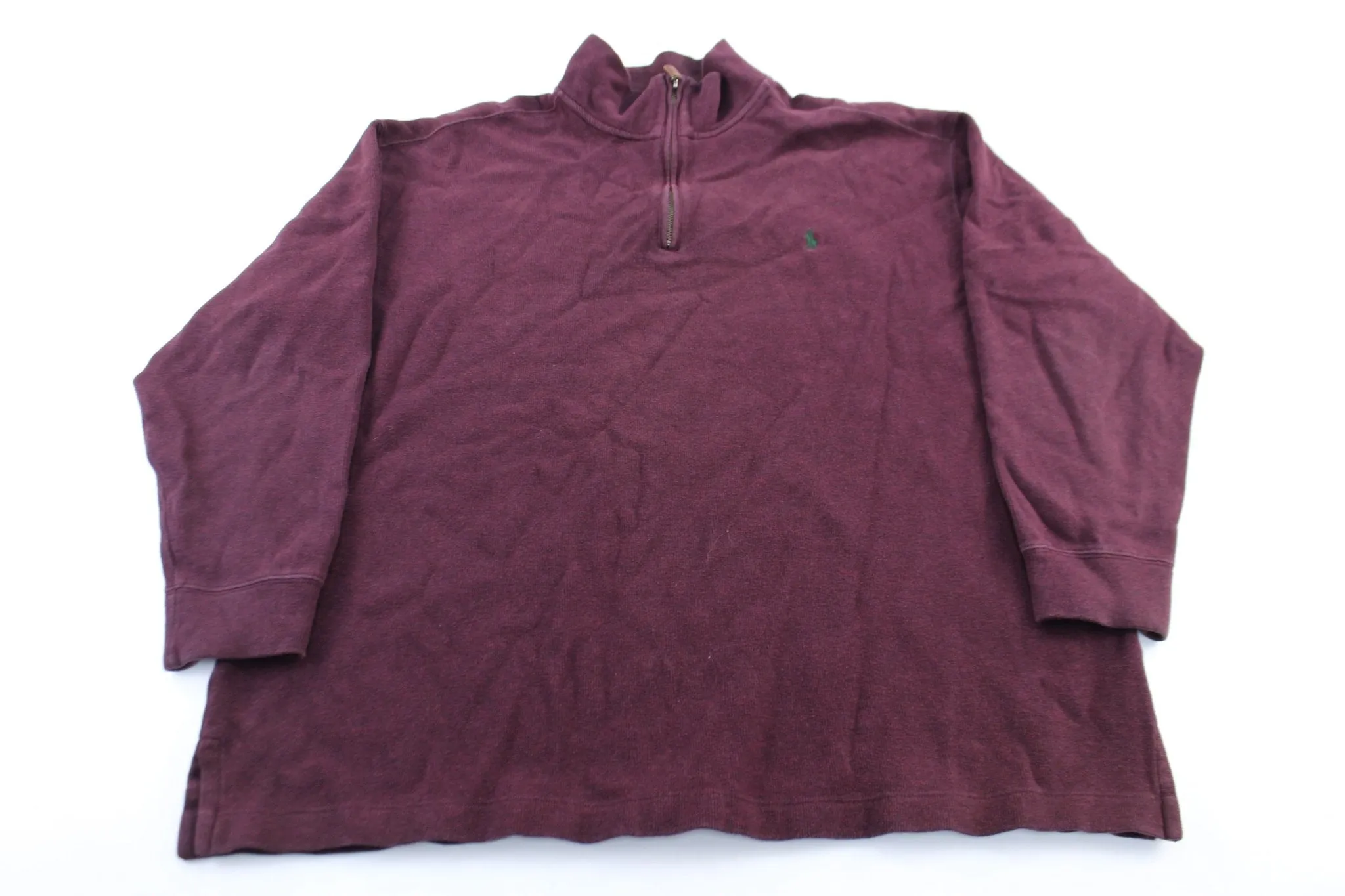 Polo by Ralph Lauren Embroidered Logo Burgundy Zip Up Sweater