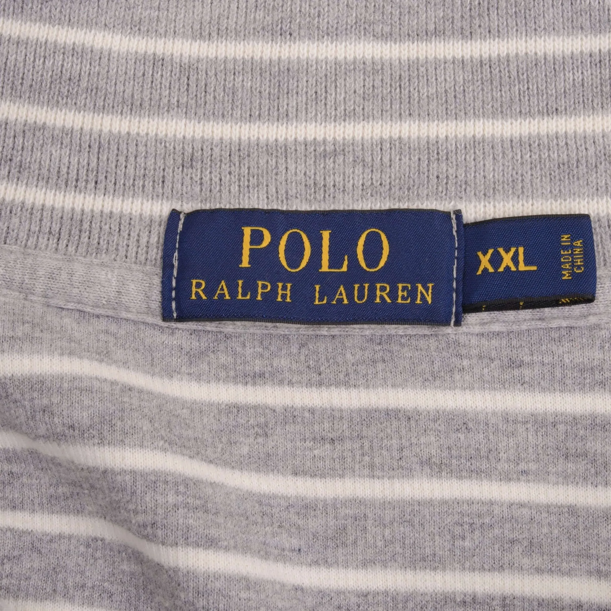 POLO RALPH LAUREN GRAY STRIPPED QUARTER 1/4 ZIP SWEATER SIZE 2XL