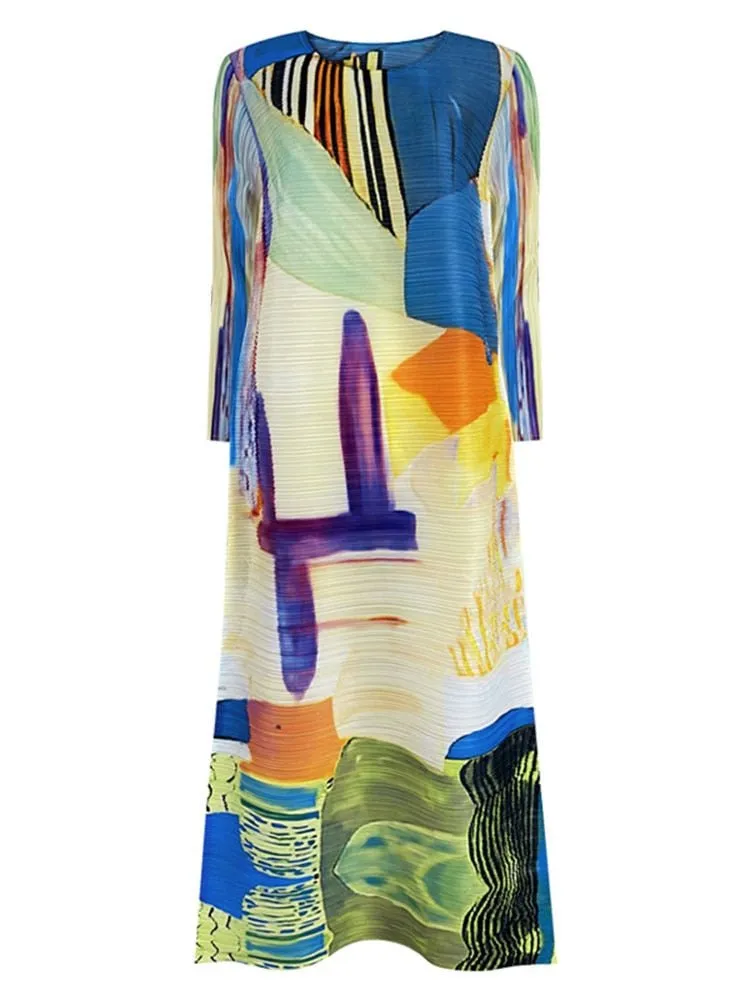 Pre Order:  Abstract Pleated Dress