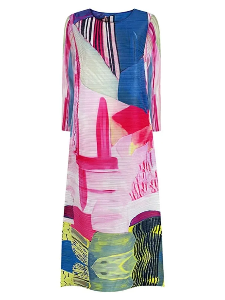 Pre Order:  Abstract Pleated Dress