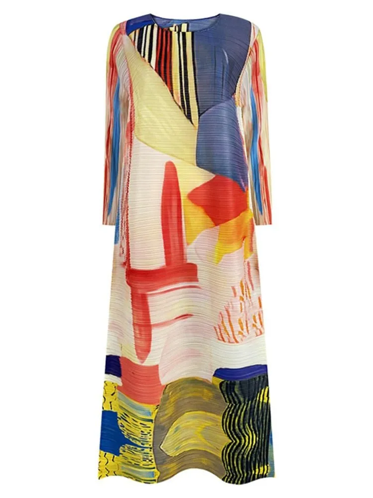 Pre Order:  Abstract Pleated Dress