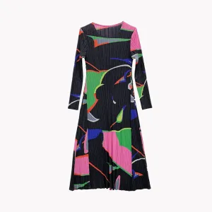 Pre Order:  Abstract Print Pleated Midi Dress