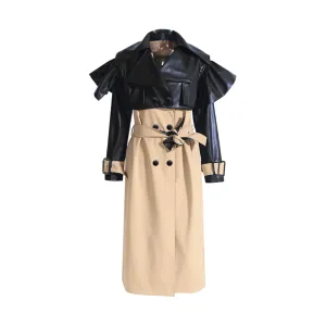 Pre Order:  Contrast Cape Top Belted Coat