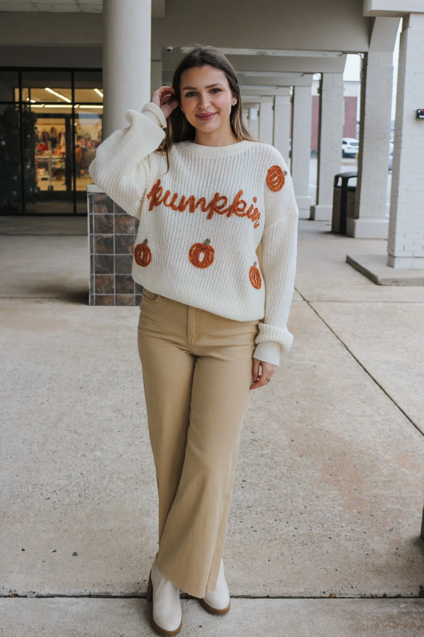 Pumpkin Yarn Oatmeal Sweater