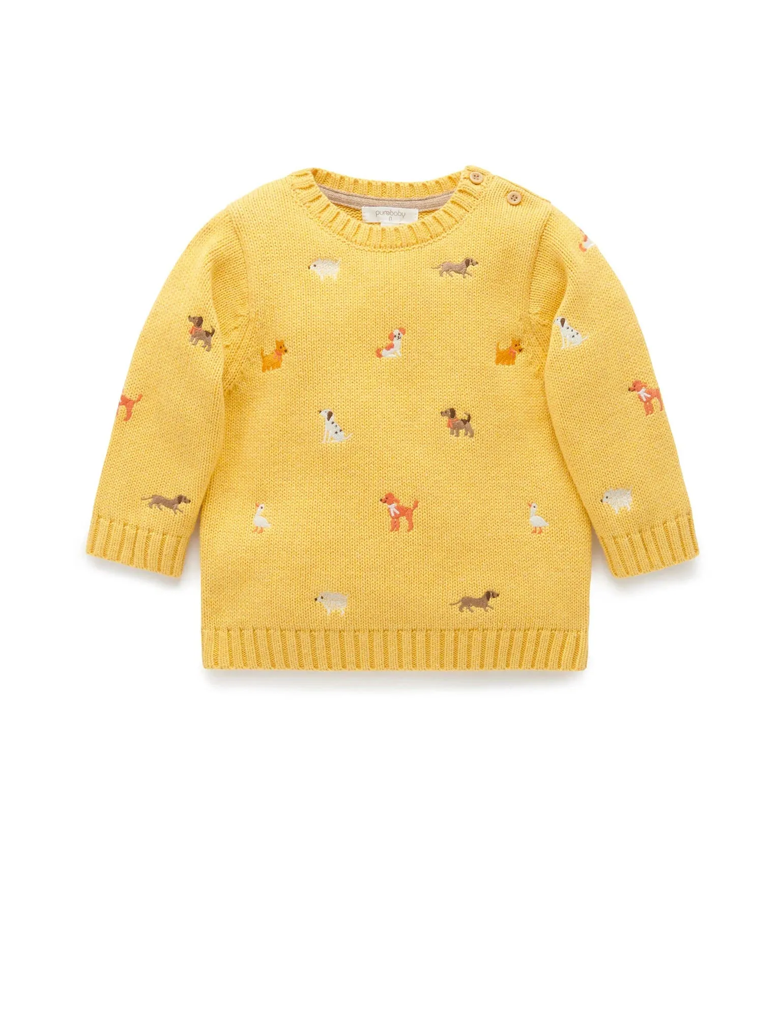 Pure Baby Embroidered Doggy Jumper