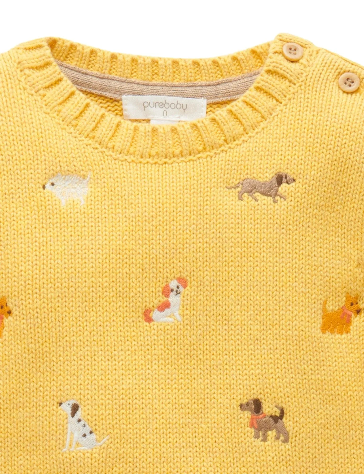 Pure Baby Embroidered Doggy Jumper