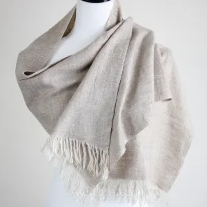 Pure Bliss from Ladakh - Handwoven 100% Pashmina Cashmere Muffler - Soft, Sustainable Luxury | Cream, 12x66"