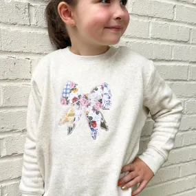 Quilted Patchwork Bow Children's Crewneck Sweatshirt