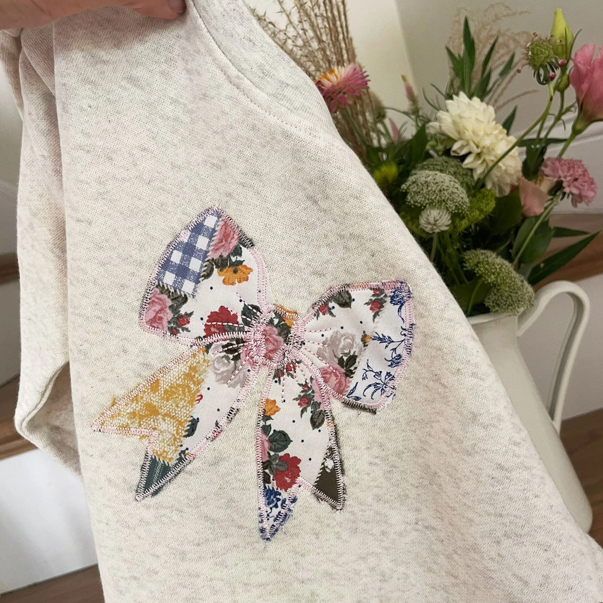 Quilted Patchwork Bow Children's Crewneck Sweatshirt