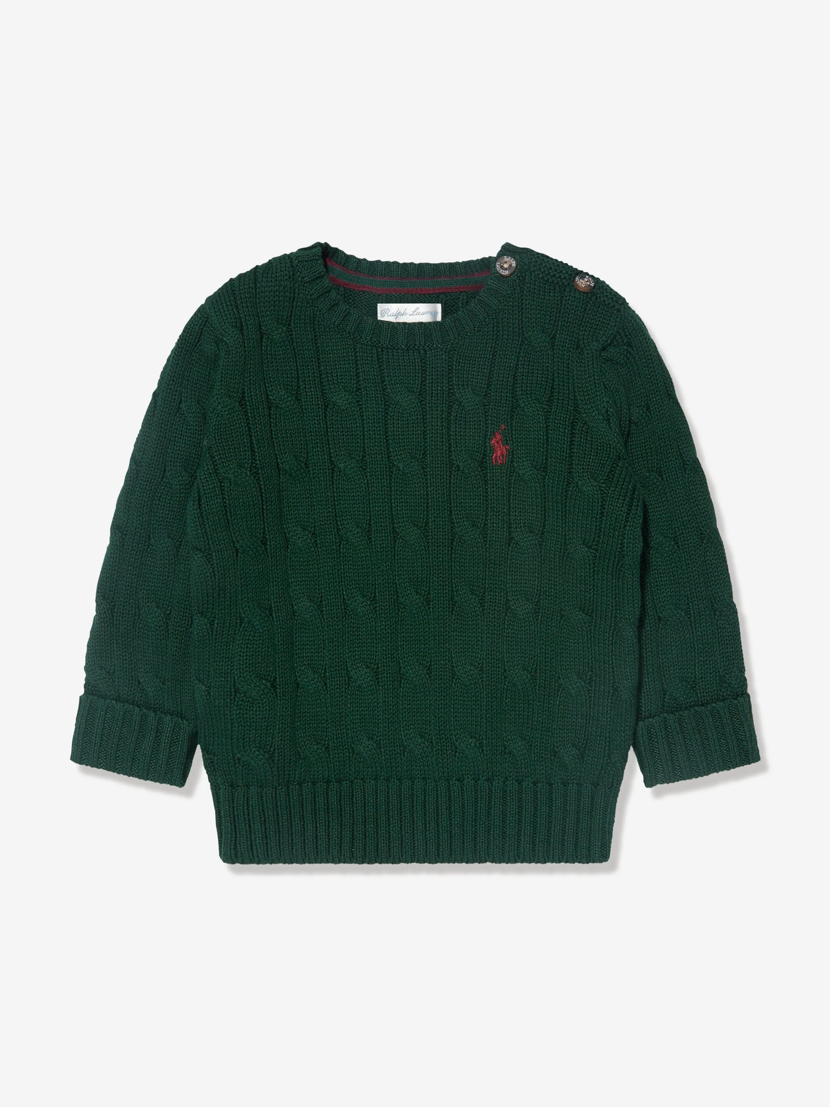 Ralph Lauren Baby Boys Cable Knit Jumper in Green