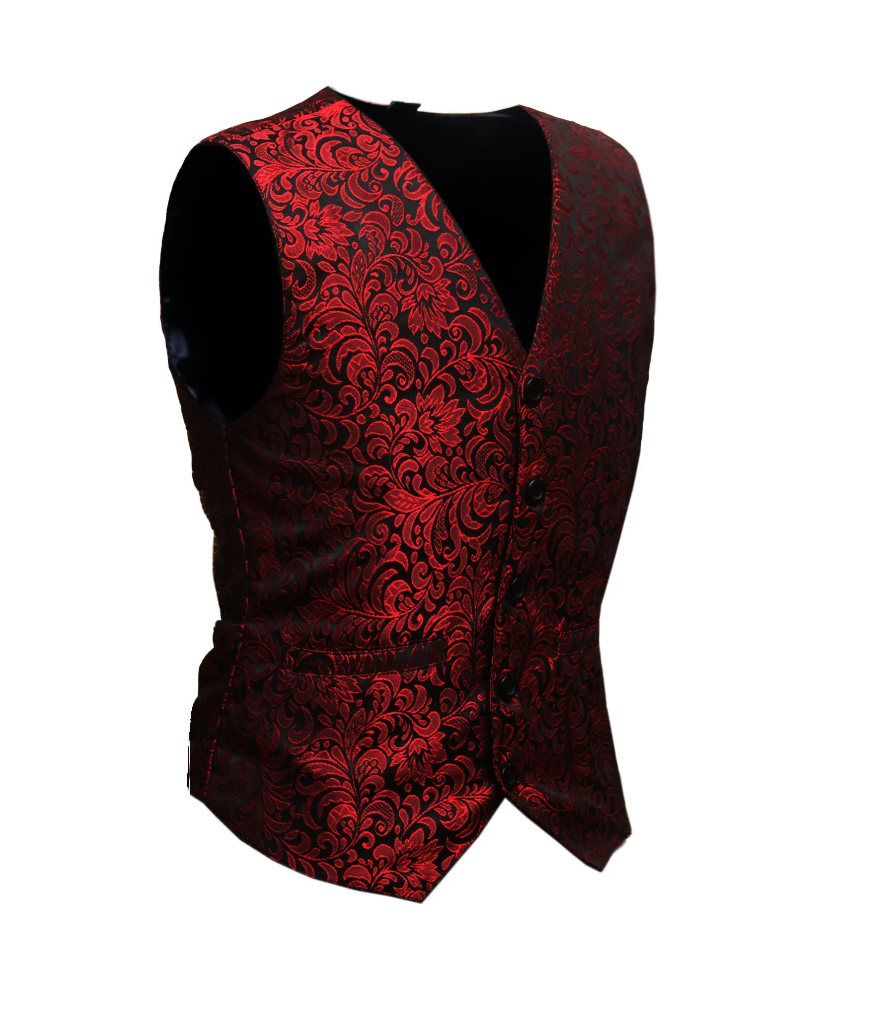 Red  Brocade Men's Waist Coat