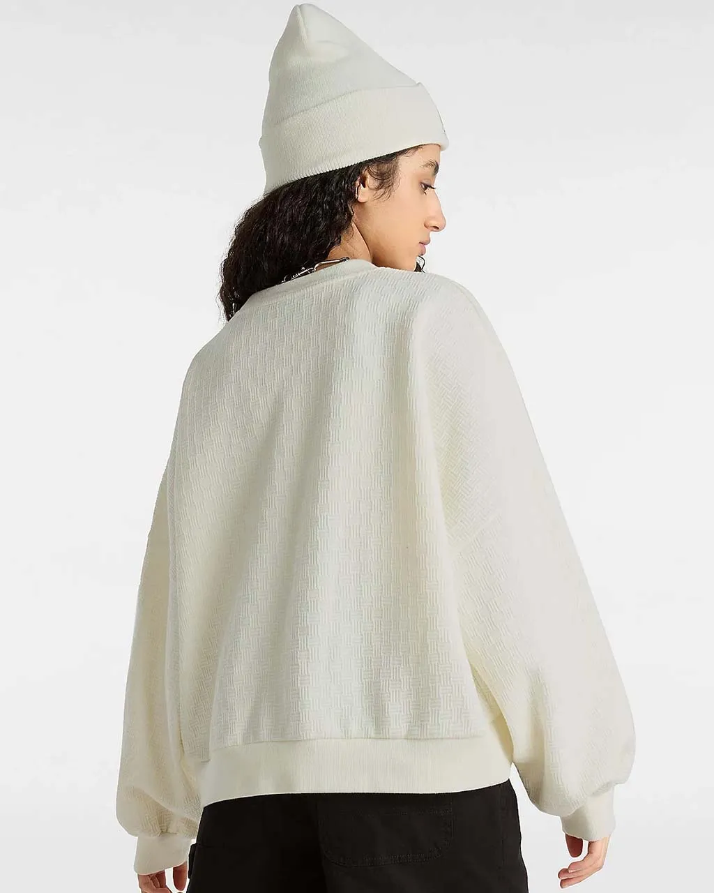 Sabine Loose Jacquard Crew Sweatshirt - Marshmallow