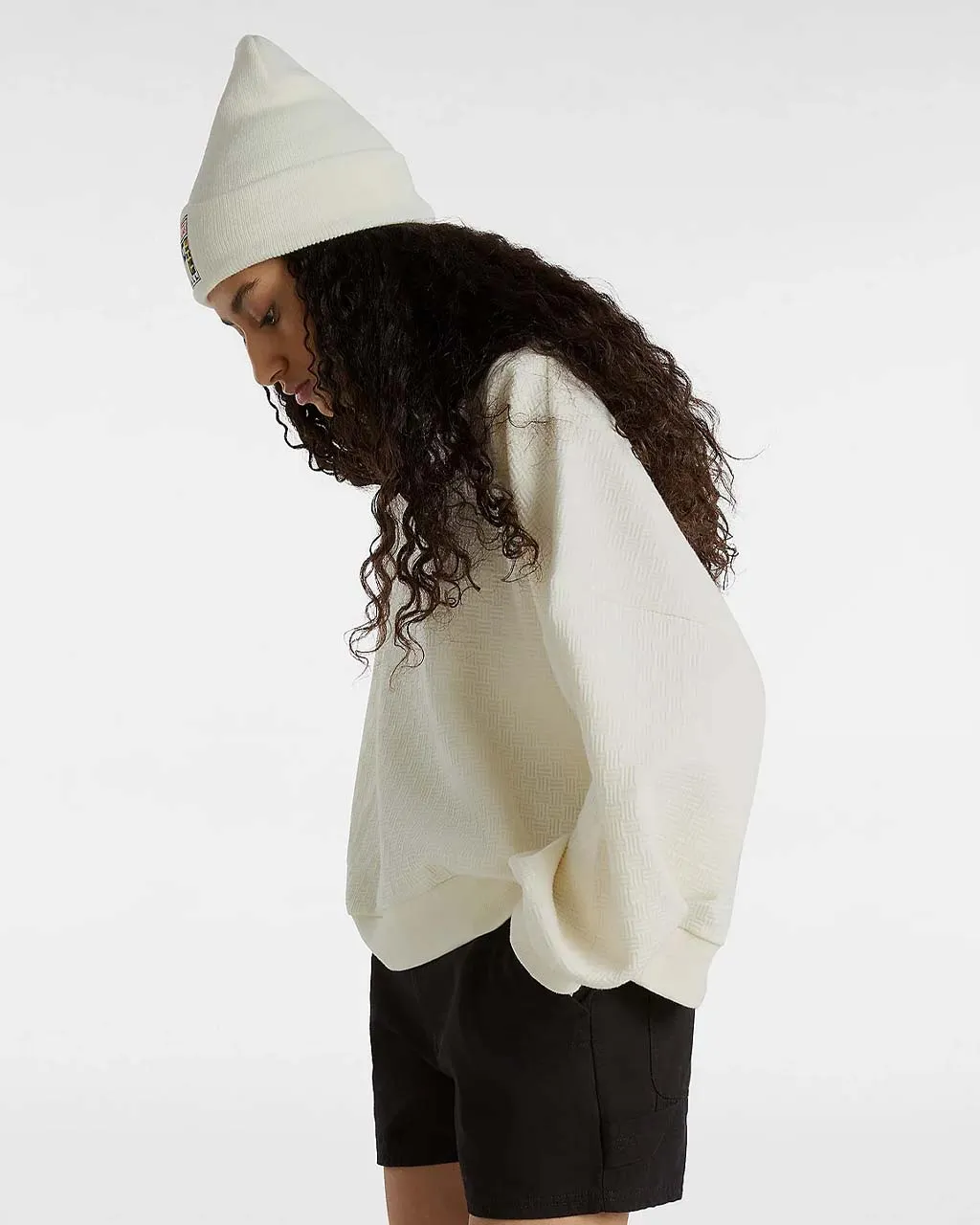 Sabine Loose Jacquard Crew Sweatshirt - Marshmallow