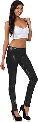 Sakkas Footless Liquid Wet Look Shiny Metallic Stretch Leggings