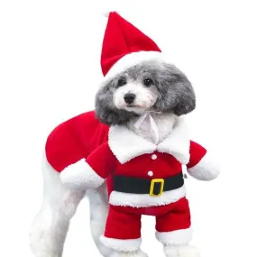 Santa Claus Dog Costume Winter Coat with Cap