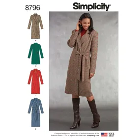 Simplicity Pattern 8796 Misses/ Petite Lined Coat