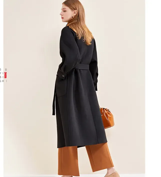 Stand up Collar Women Wool Coat, Long Winter Wool Coat Jacket 0909