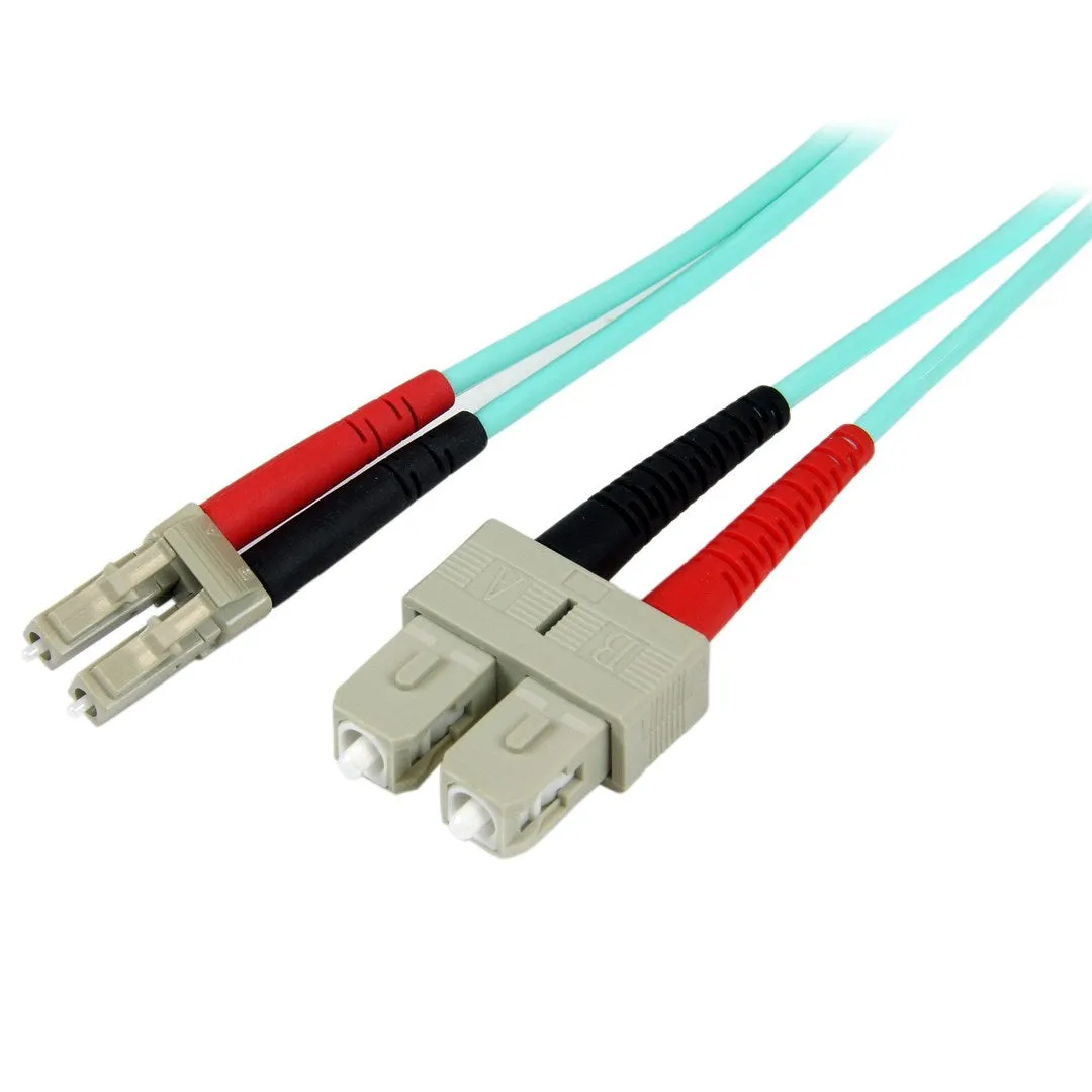 Startech.Com 2M (6Ft) Lc/Upc To Sc/Upc Om3 Multimode Fiber Optic Cable, Full Duplex 50/125Μm Zipcord Fiber Cable, 100G,