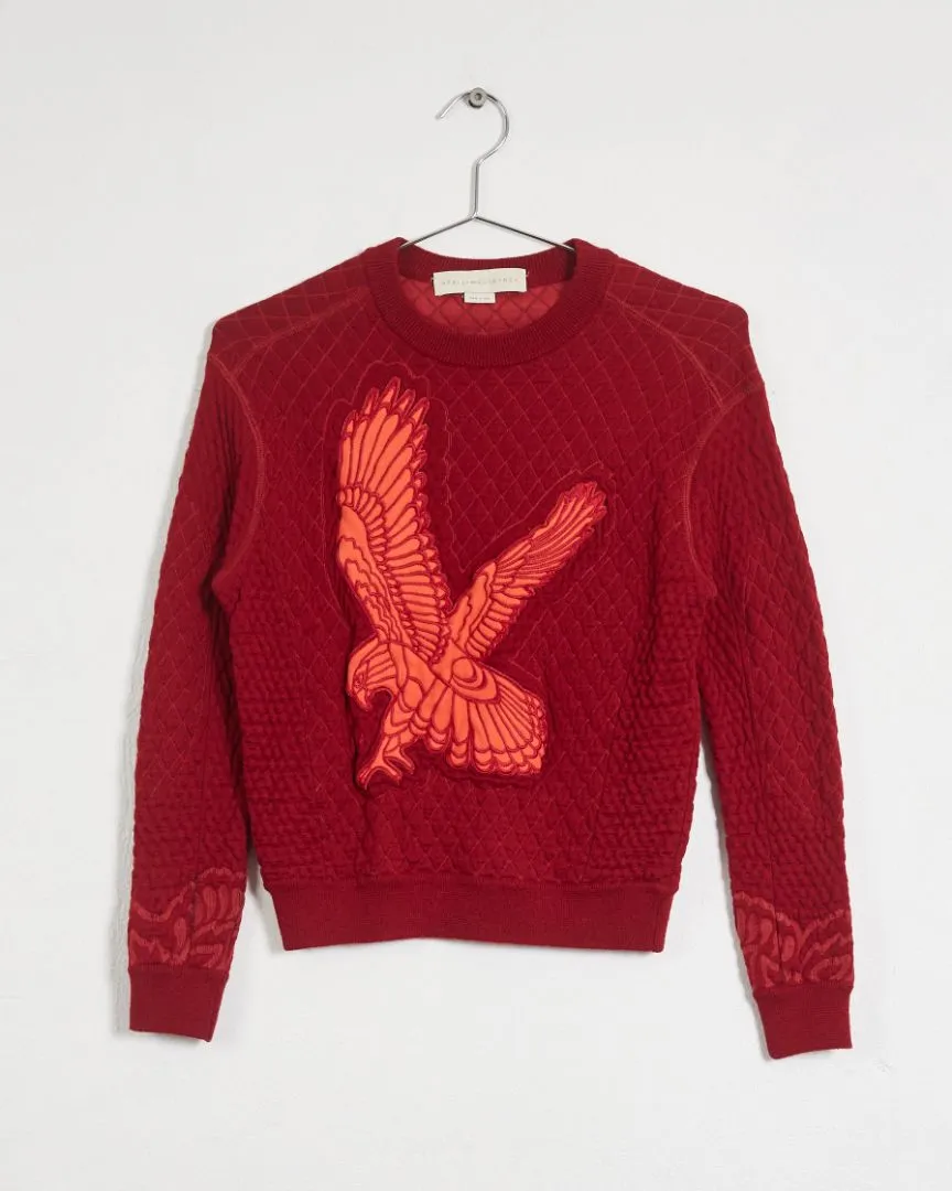 Stella McCartney prefall '13 quilted eagle sweatshirt, red, 6