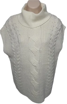 Sweater White Turtle Neck Sleeveless Knit Women's M14209km