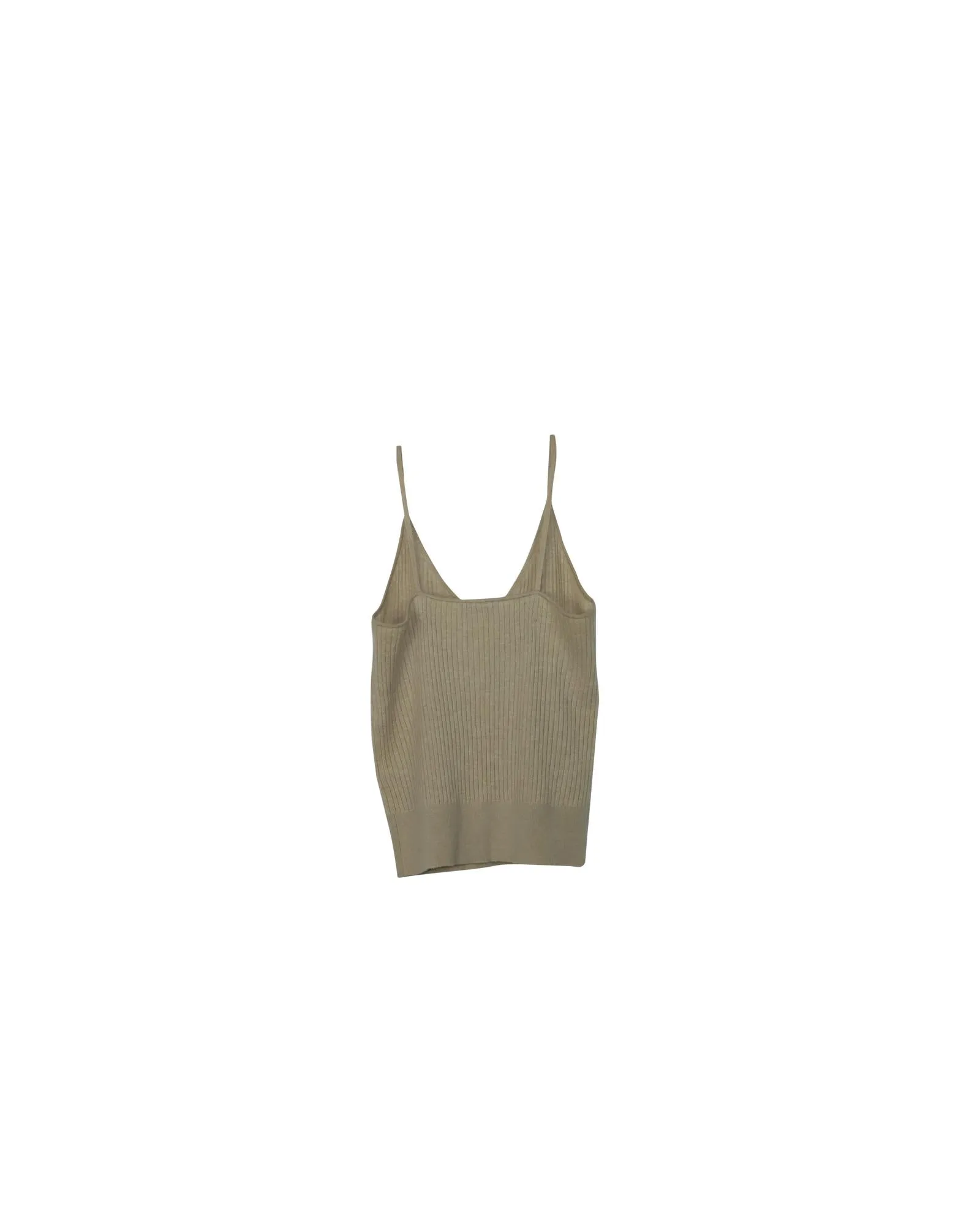 Tamara Mellon Ribbed Camisole Top in Beige Cashmere