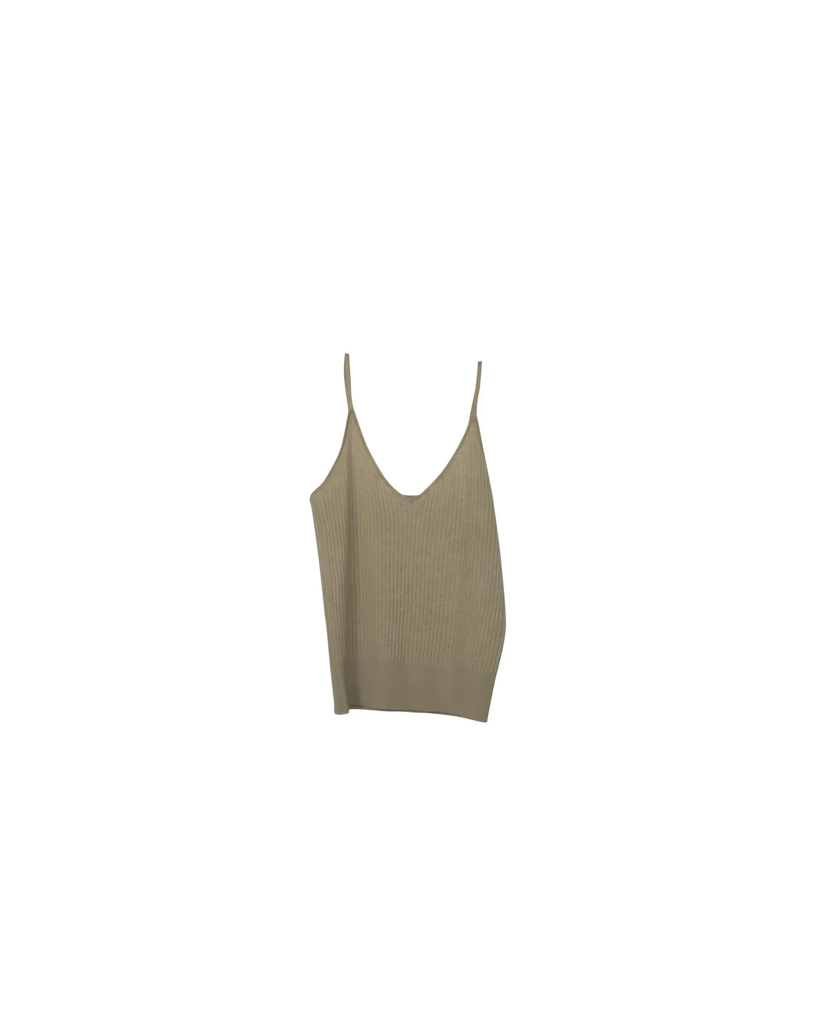 Tamara Mellon Ribbed Camisole Top in Beige Cashmere