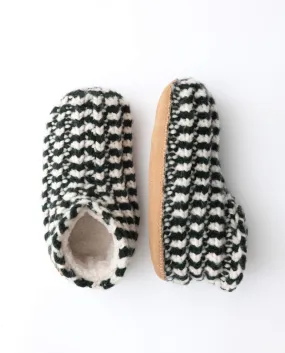 The Bootie Slipper. -- Black And Cream Stripe