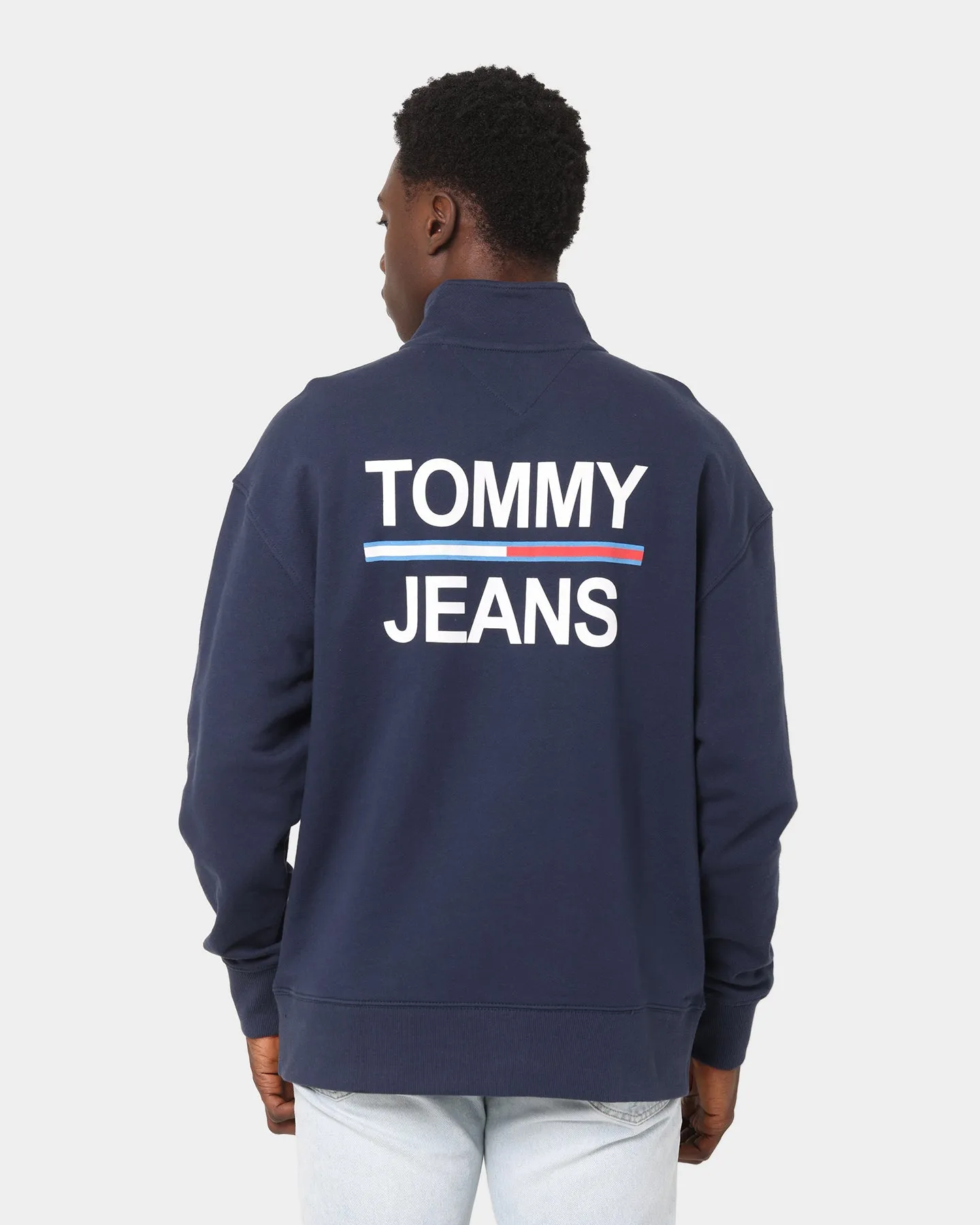 Tommy Jeans Text Flag Mock Neck Jumper Twilight Navy