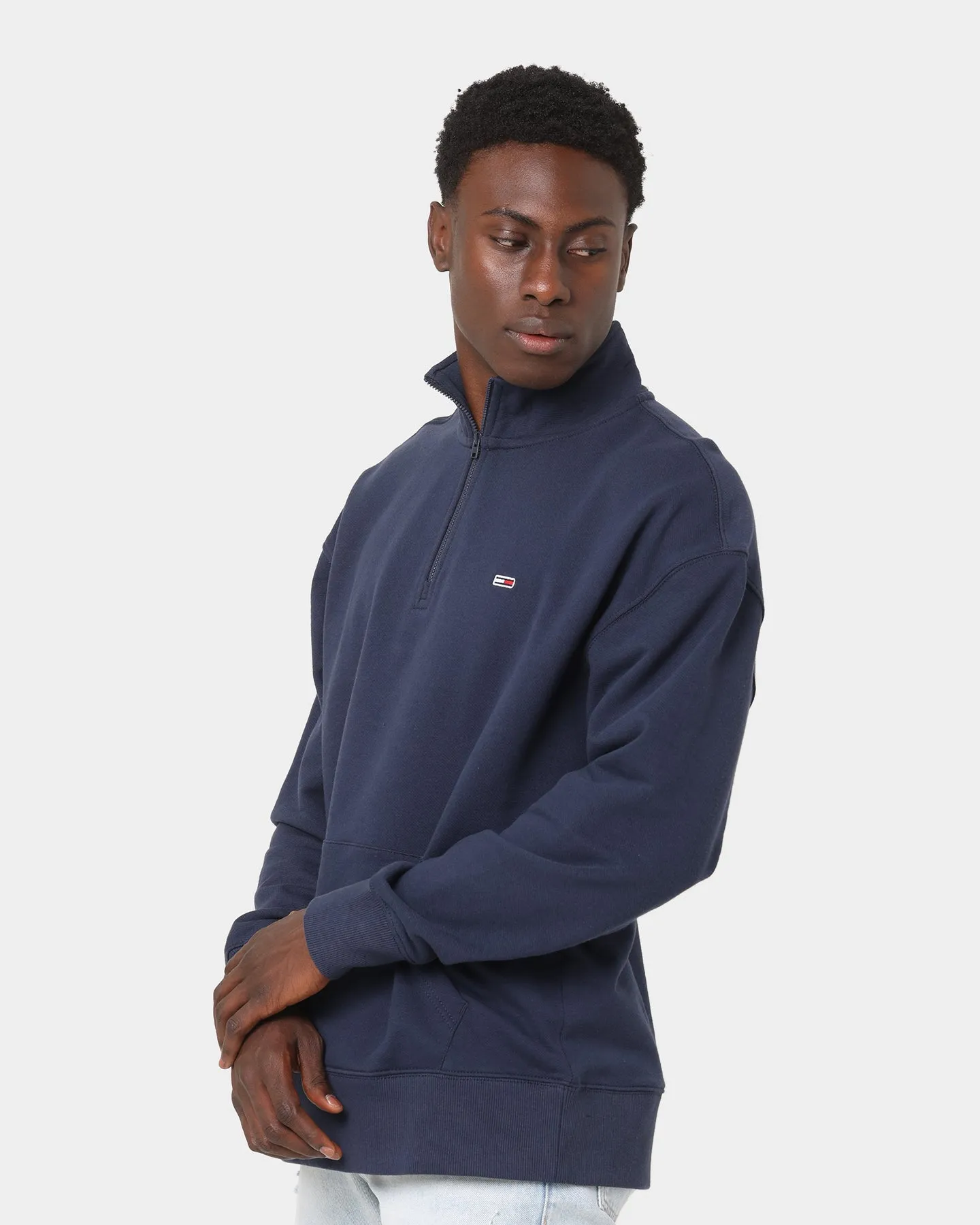 Tommy Jeans Text Flag Mock Neck Jumper Twilight Navy