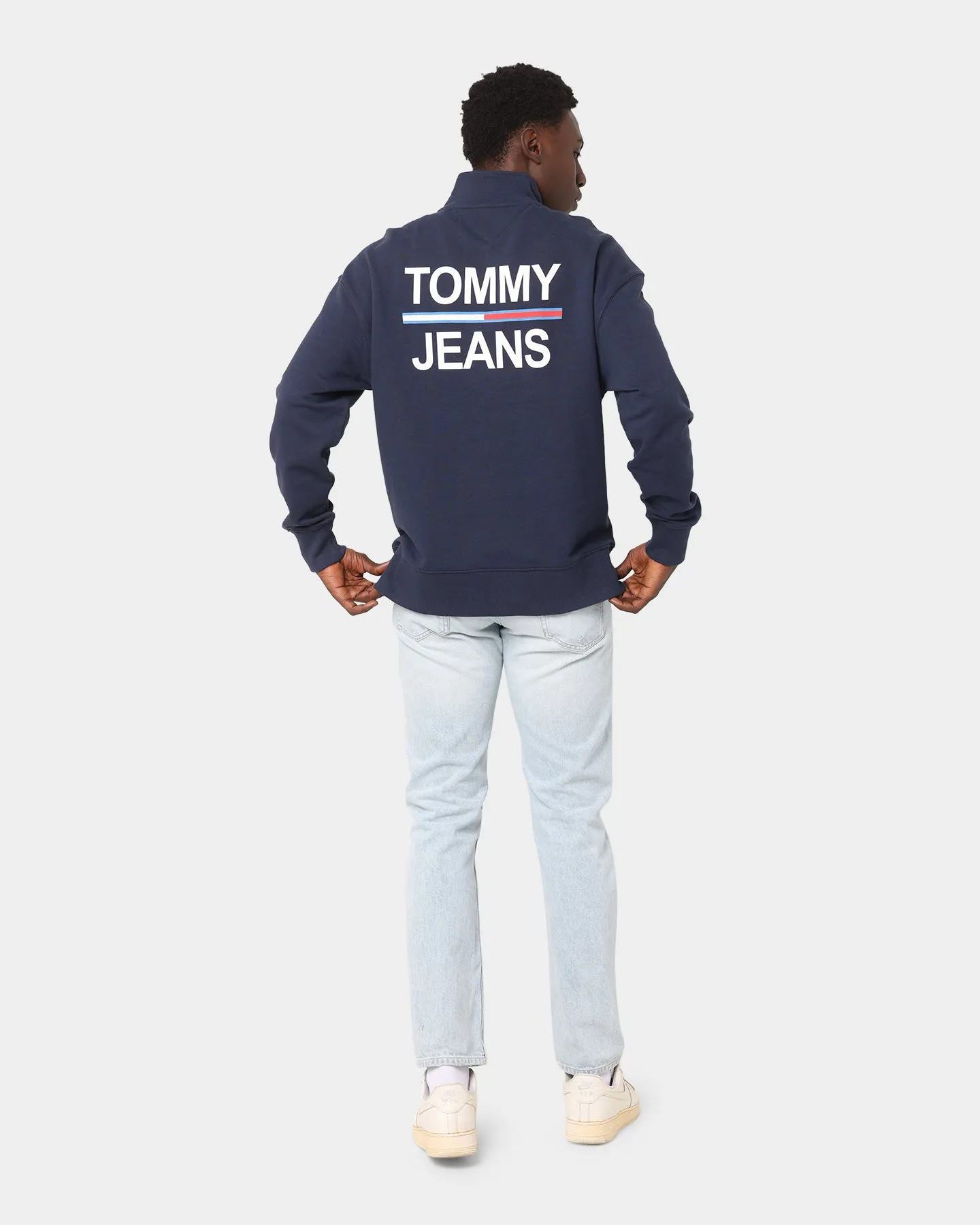 Tommy Jeans Text Flag Mock Neck Jumper Twilight Navy