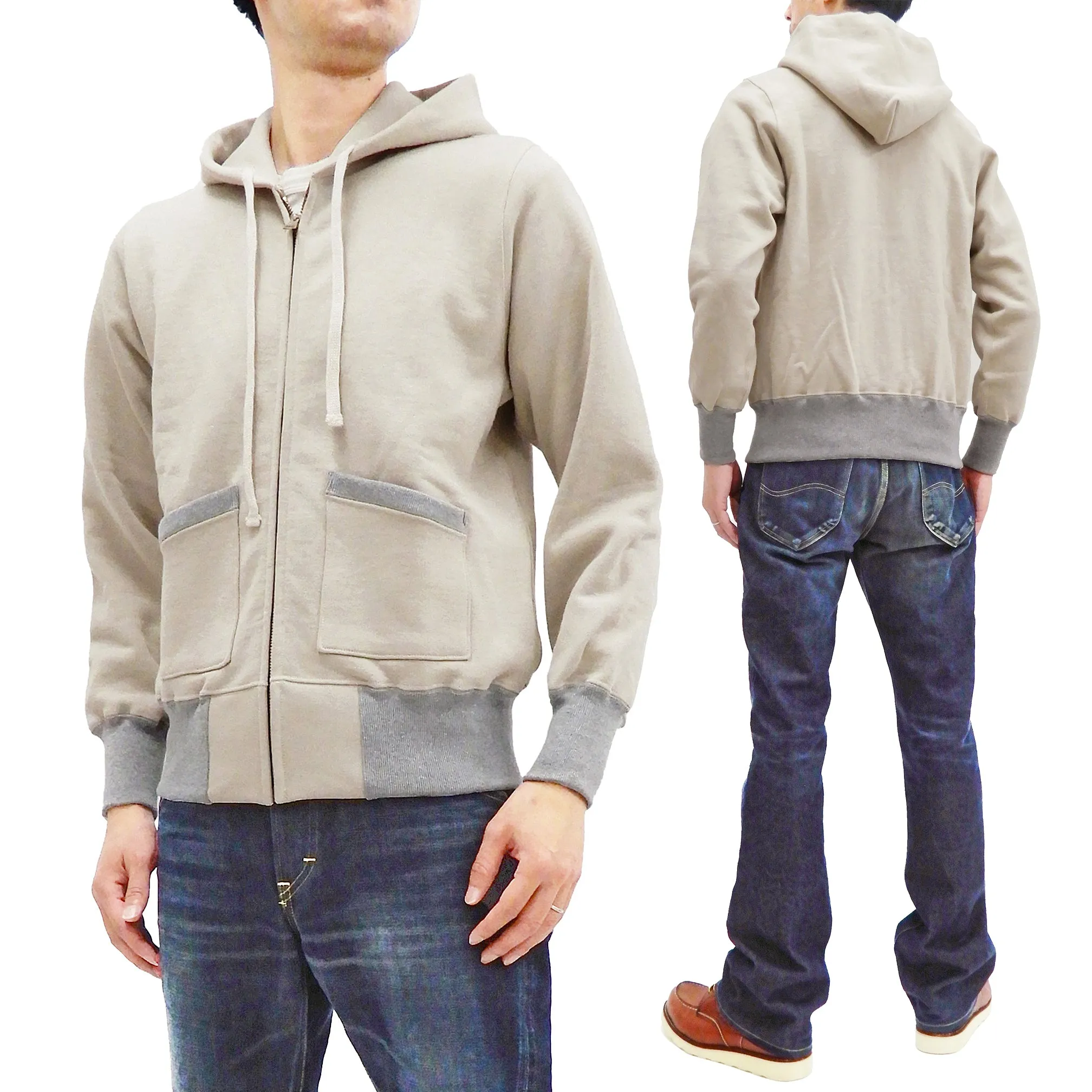 TOYS McCOY Hoodie Men's Vintage inspired Plain Zip Front Hooded Sweatshirt TMC2065 040-Sand