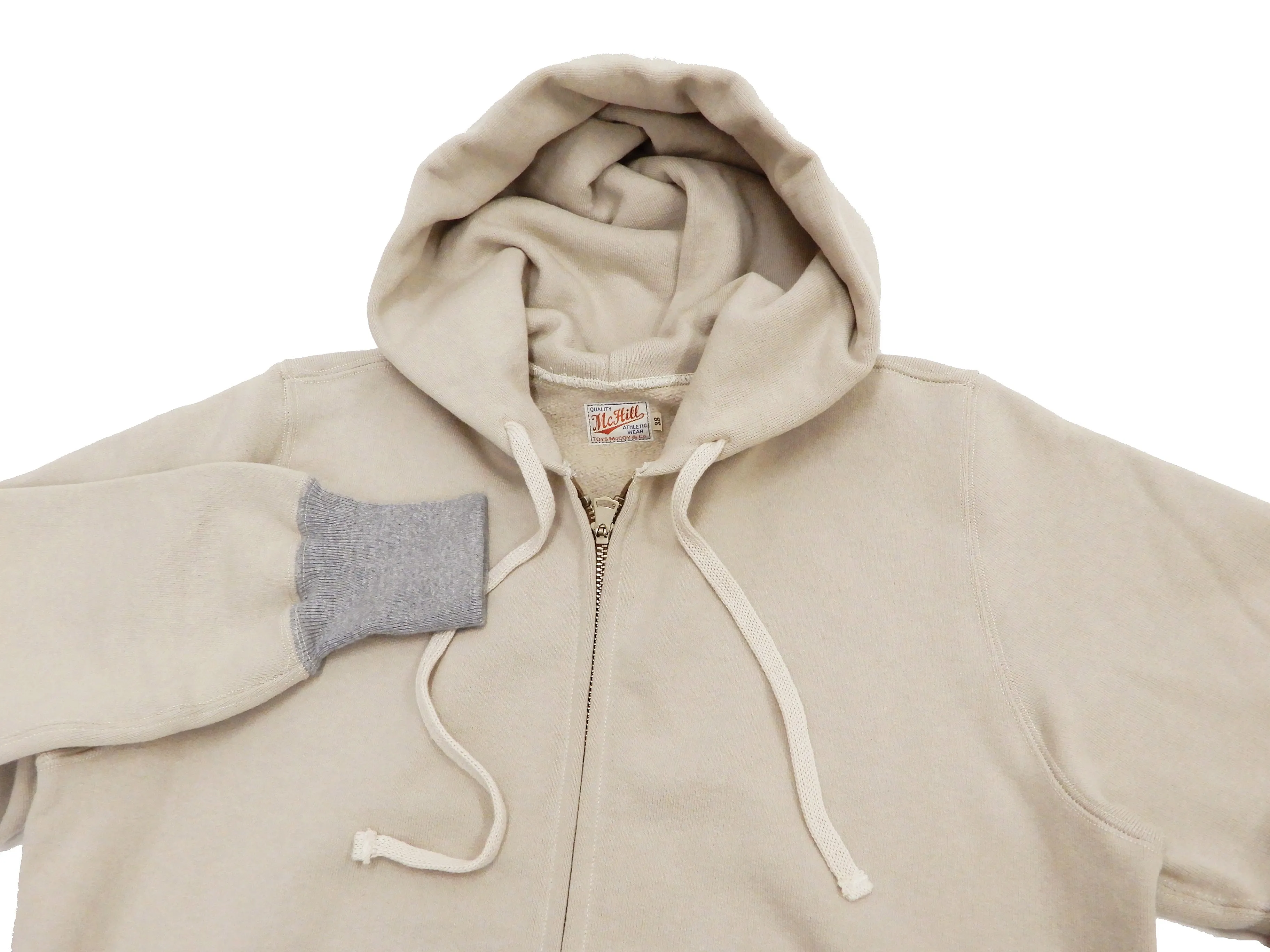 TOYS McCOY Hoodie Men's Vintage inspired Plain Zip Front Hooded Sweatshirt TMC2065 040-Sand