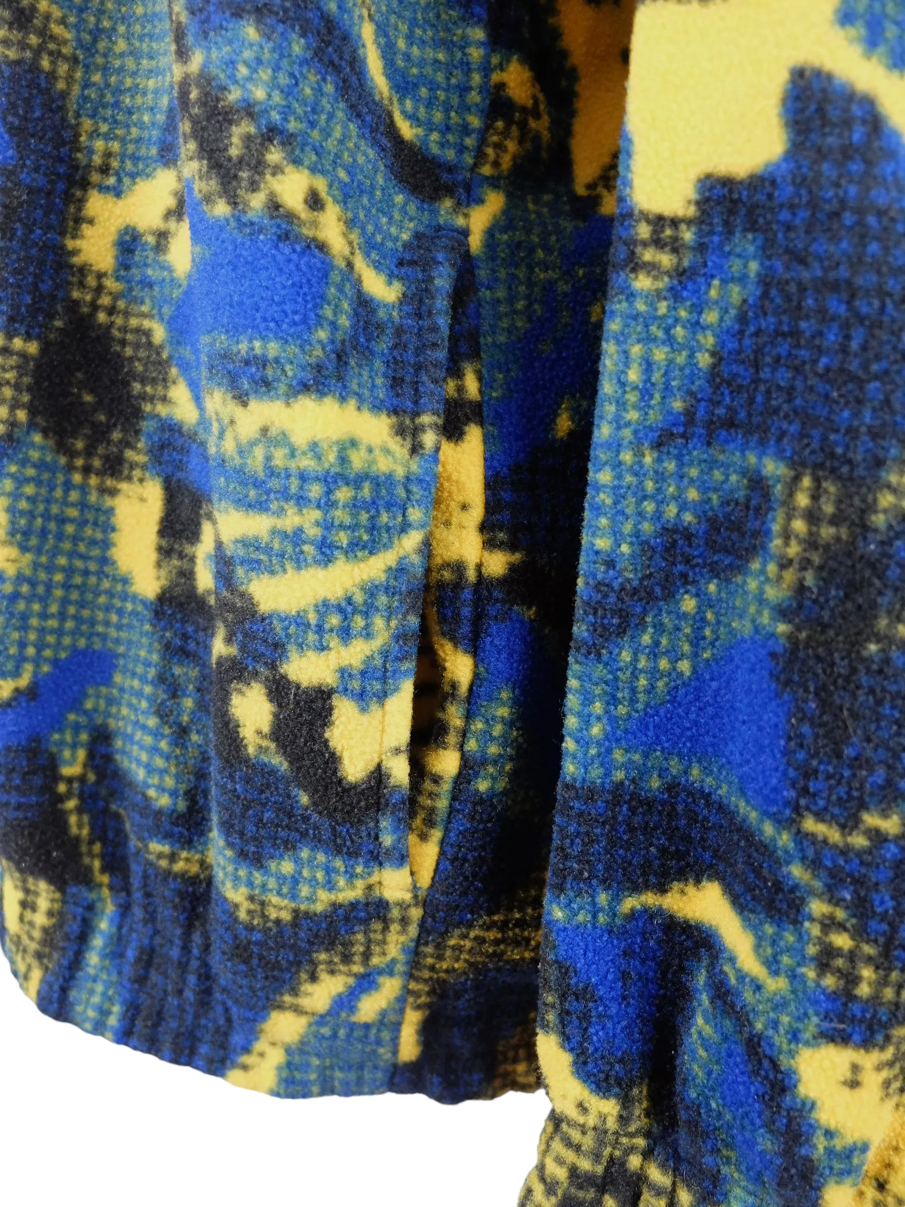 Vintage 90s Y2K Fila Blue & Yellow Abstract Camo Print Fleece 1/4 Zip Sweatshirt Pullover