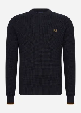 Waffle stitch jumper - navy