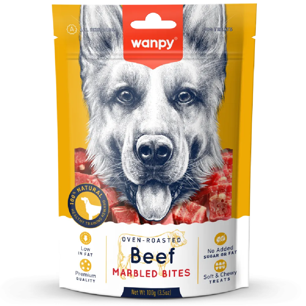 Wanpy Dog Oven-Roasted Beef Marbled Bites 100g