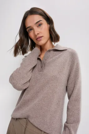 Wheat Carlisle Cashmere Banded Polo Sweater