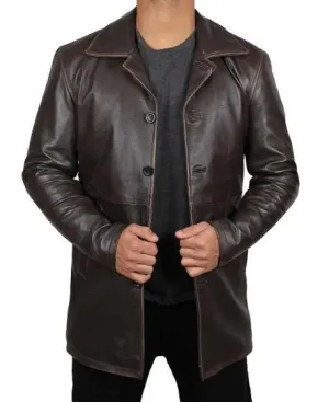 Winchester Distressed Brown Leather Rustic Men Coat