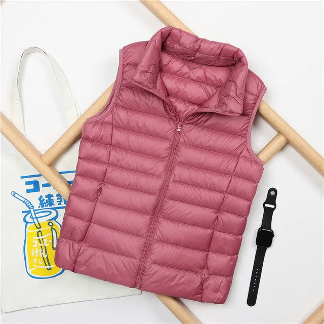 Wjczt 2022 New Autumn Women Ultra Light Down Vest White Duck Down Coat Parka Ladies Sleeveless Waistcoat Plus Size 3XL