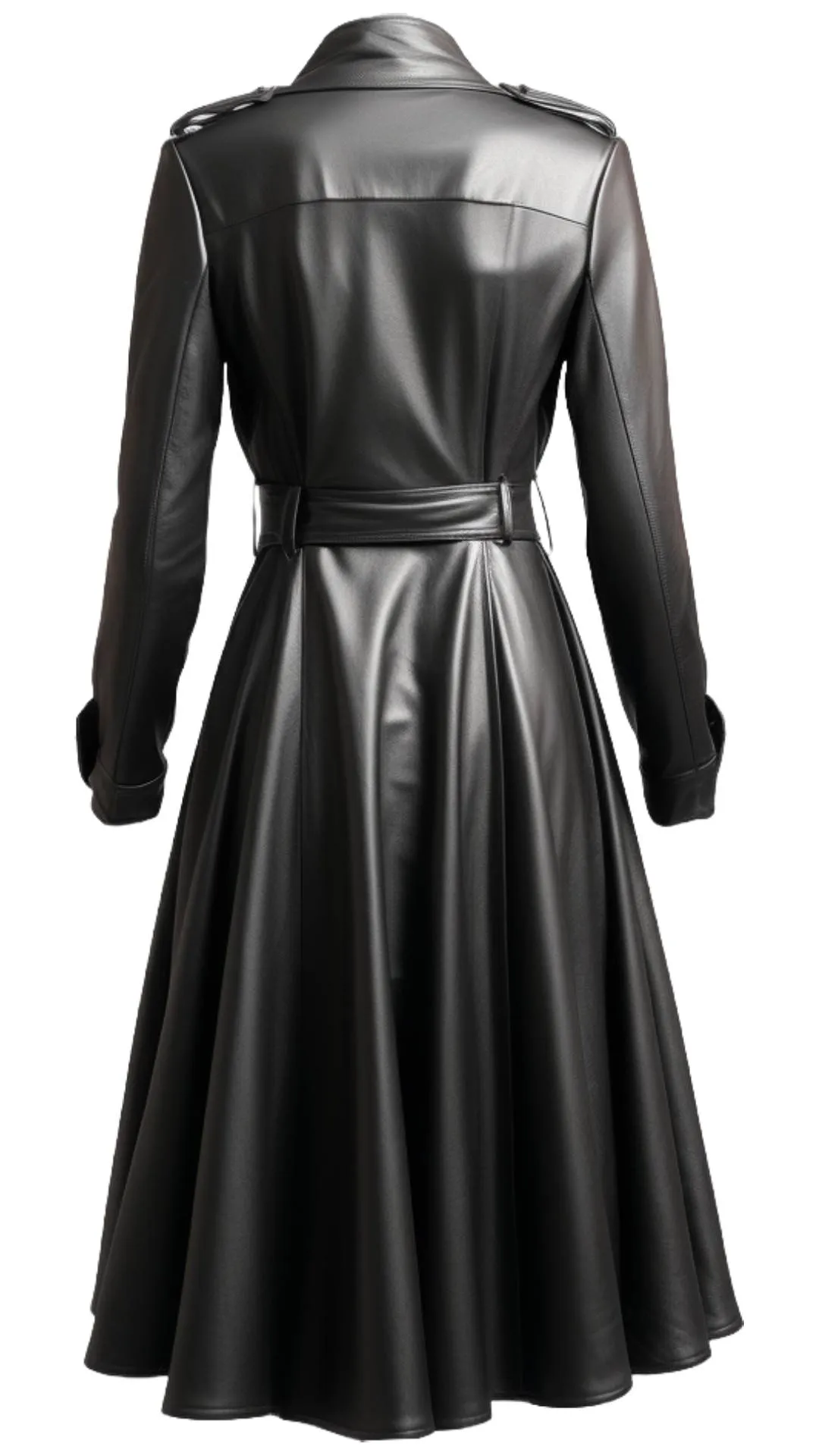 Women Black Leather Coat - Long Leather Coat