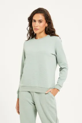 Women Grey Quilted Sweatshirt