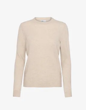 Women Light Merino Wool Crew - Ivory White