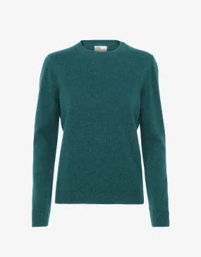 Women Light Merino Wool Crew - Ocean Green