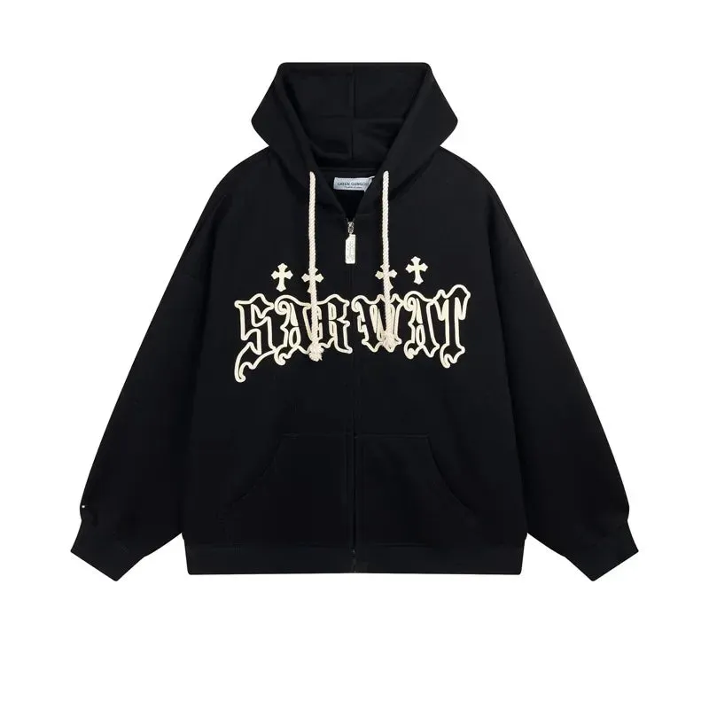 Womens Hoodies High Street Harajuku Retro HipHop Zip Up Hoodie Loose Sweatshirt Clothes Hot Sales Fashion Hooded Jacket Coat Y2K