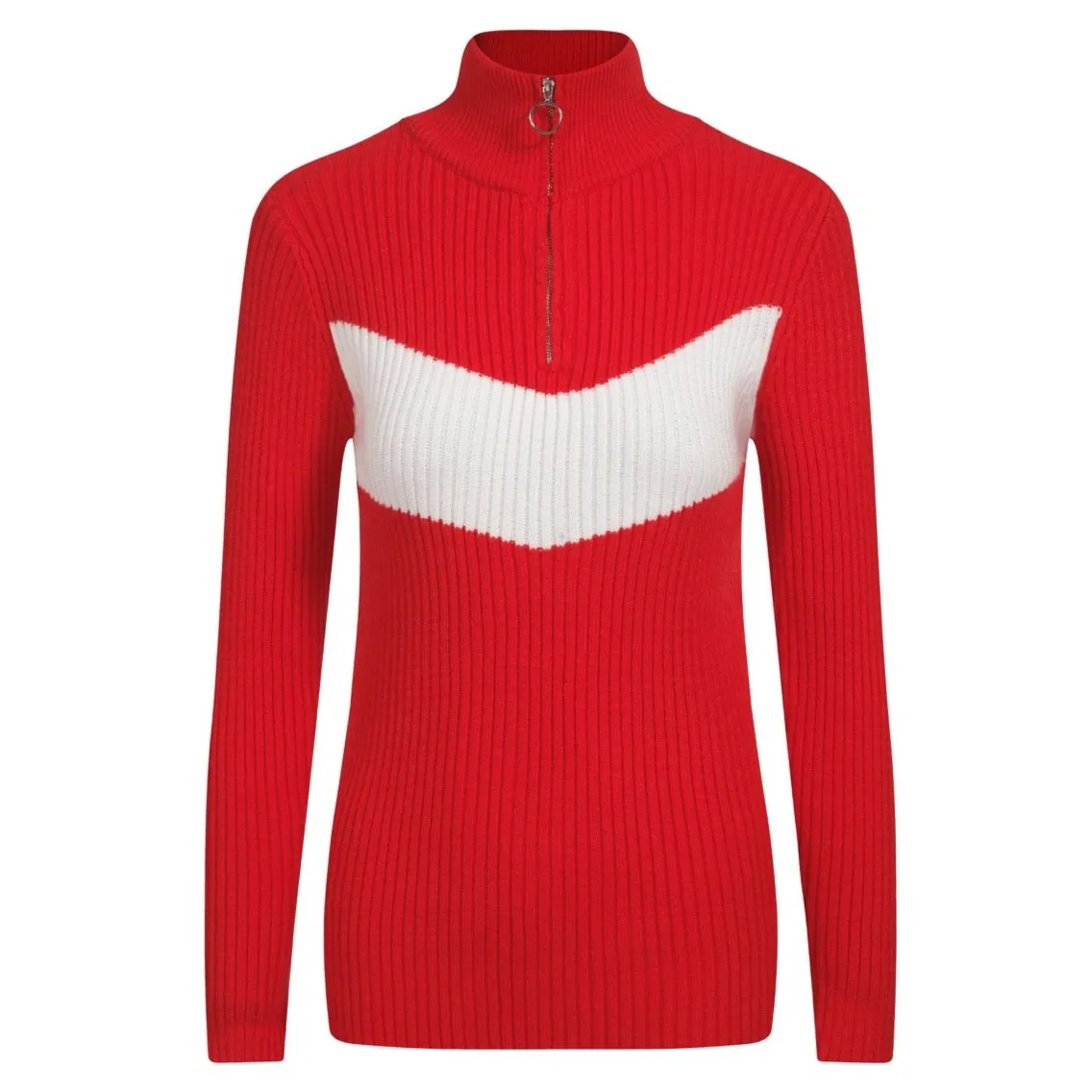 Women's red vintage turtleneck sweater top