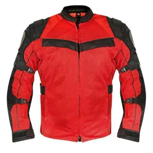 Xelement CF8161 Red Black Tri-Tex Mesh Motorcycle Sport Jacket For Men with X Armor Protection - Premium Lightweight Breathable Textile Biker Coat