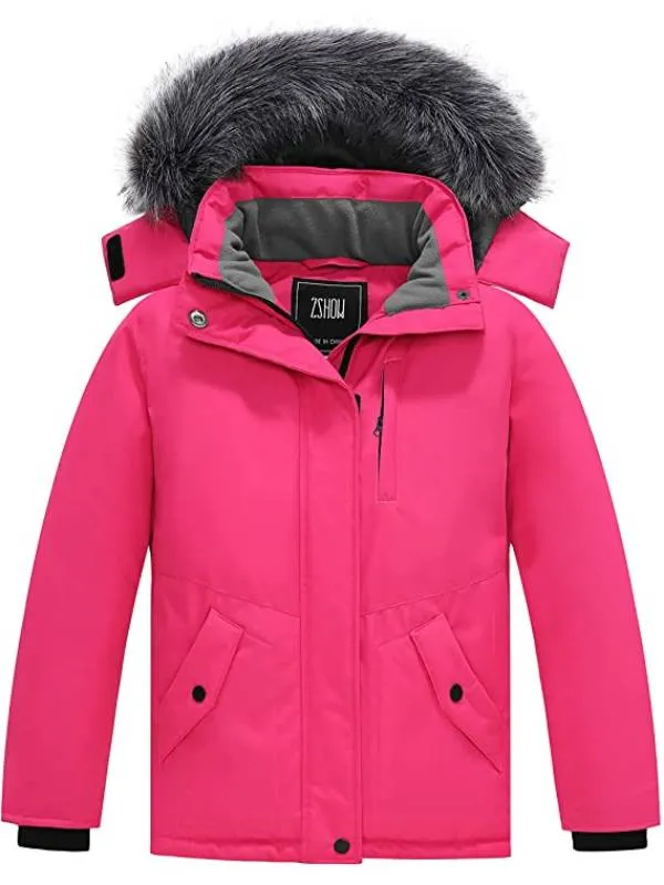 ZSHOW Girls' Winter Coat Soft Fleece Lined Cotton Padded Puffer Jacket